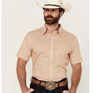 Cody James Men's XL Orange Patterned Short Sleeve Western Button Up Shirt Cotton